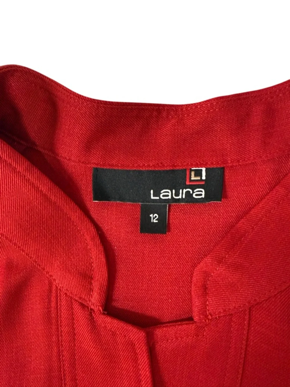 Laura Short Sleeve Red Dress | Button Front & Tie Waist - Size 12 - Picture 4 of 9